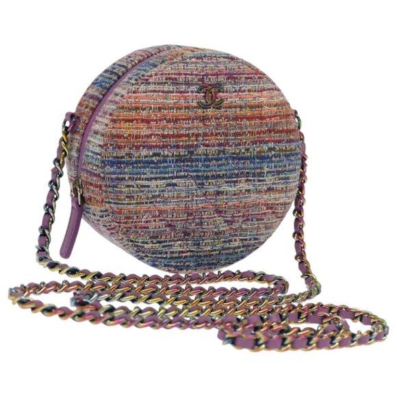 CHANEL Chain Shoulder Bag Tweed Rainbow CC Auth - Picture 3 of 15